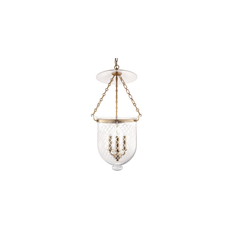 Hampton 3 - Light Single Pendant, Aged Brass, Diamond