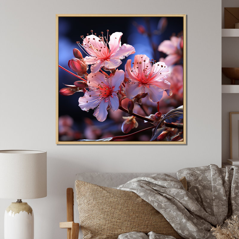 Rhododendron rose, beauté élégante sur toile, Cadre naturel flottant, H 24 po x l 24 po x P 1 po