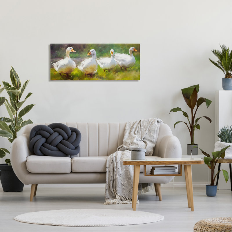 «Ducks By River», peinture par Ziwei Li, H 17 po x l 40 po x P 1,5 po