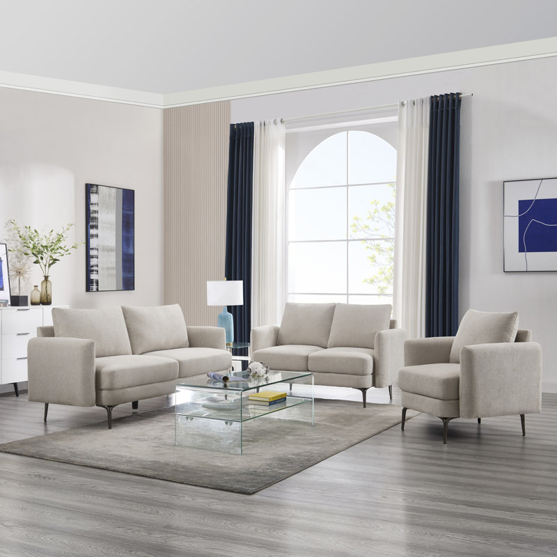 Sofia 1+2+3 Seater Fabric Living Room Sets Set, Beige