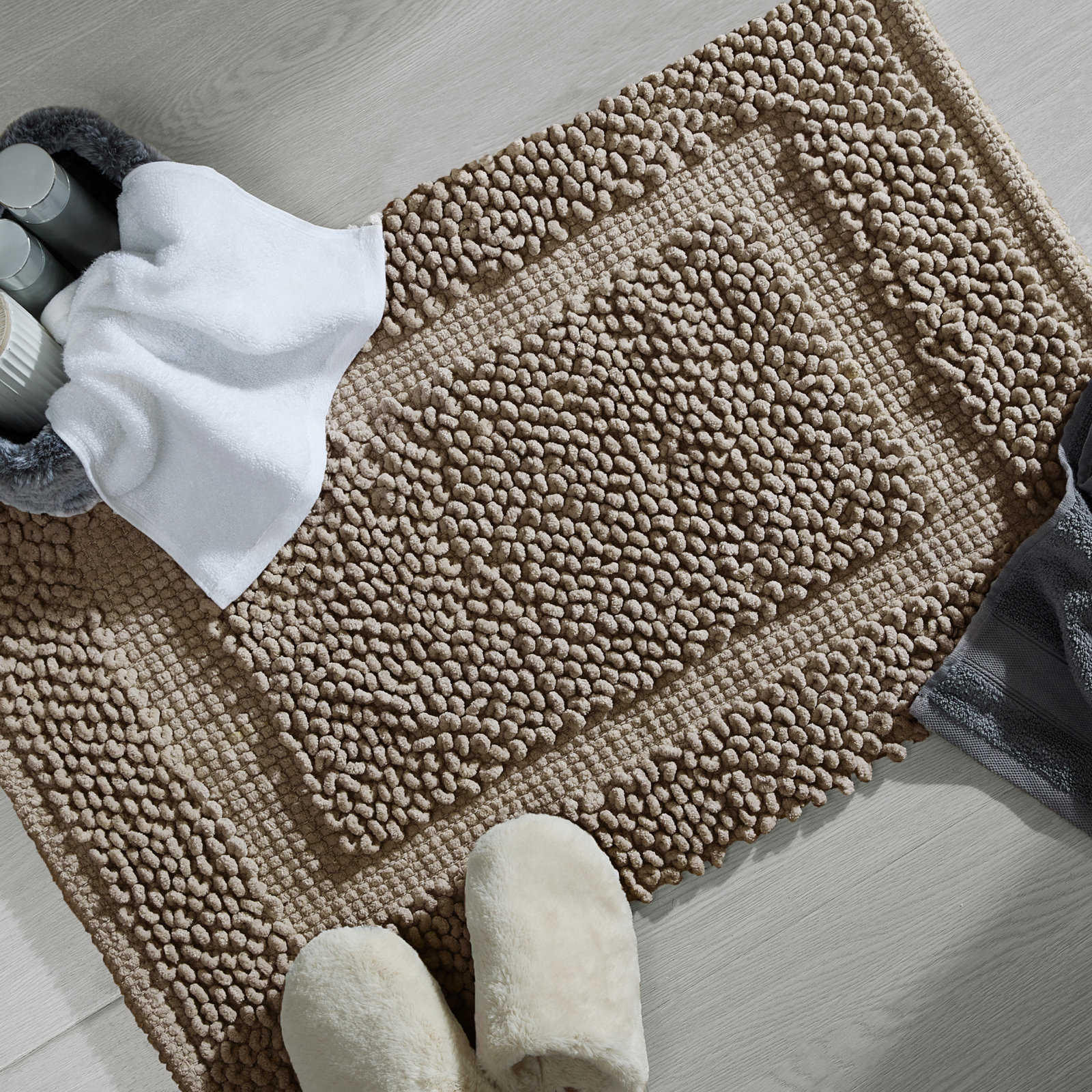 Payten Classic Cotton Bath Mat, Single - 17"W x 24"L, Cappuccino
