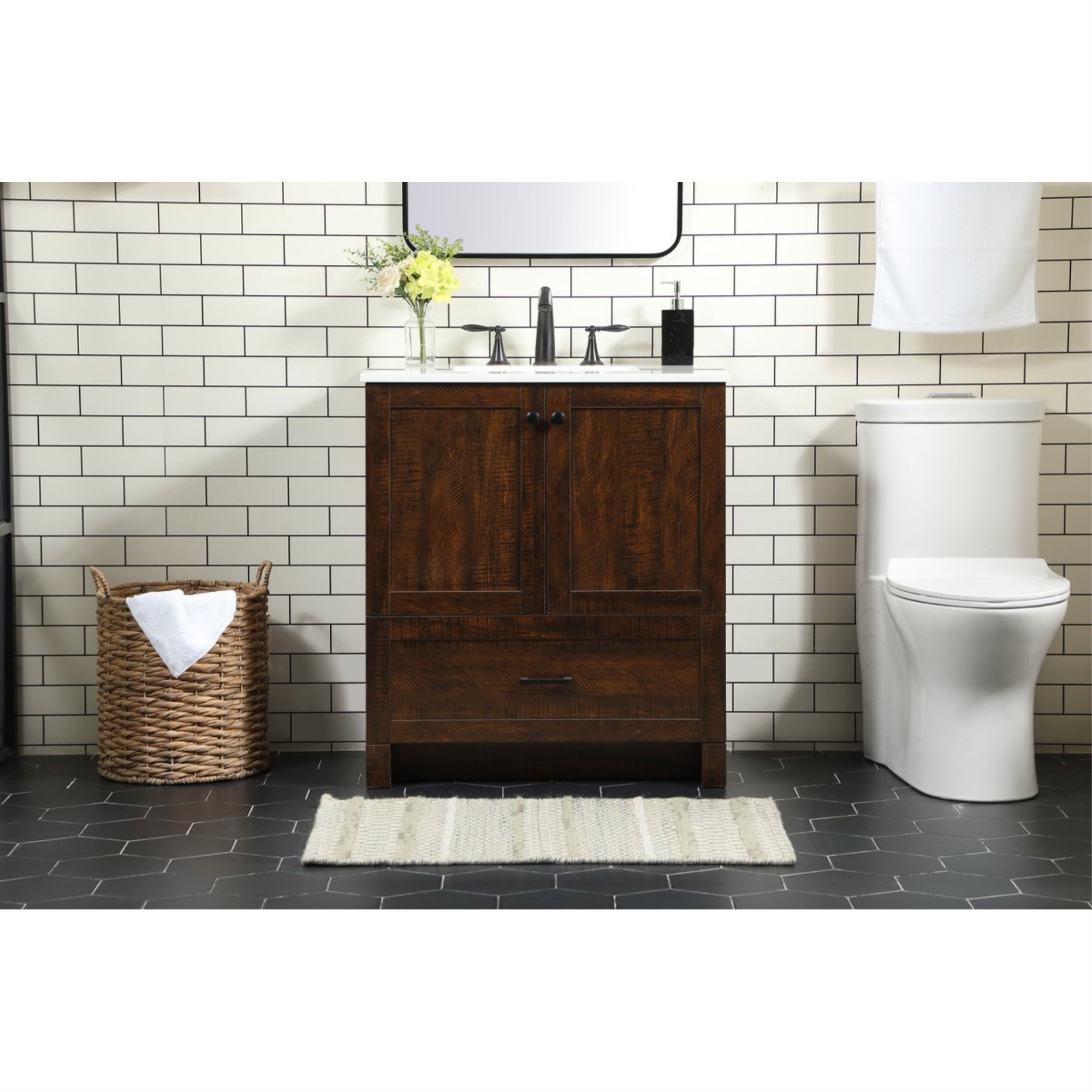 Union Rustic Baleine 30'' Single Bathroom Vanity with Engineered Marble ...