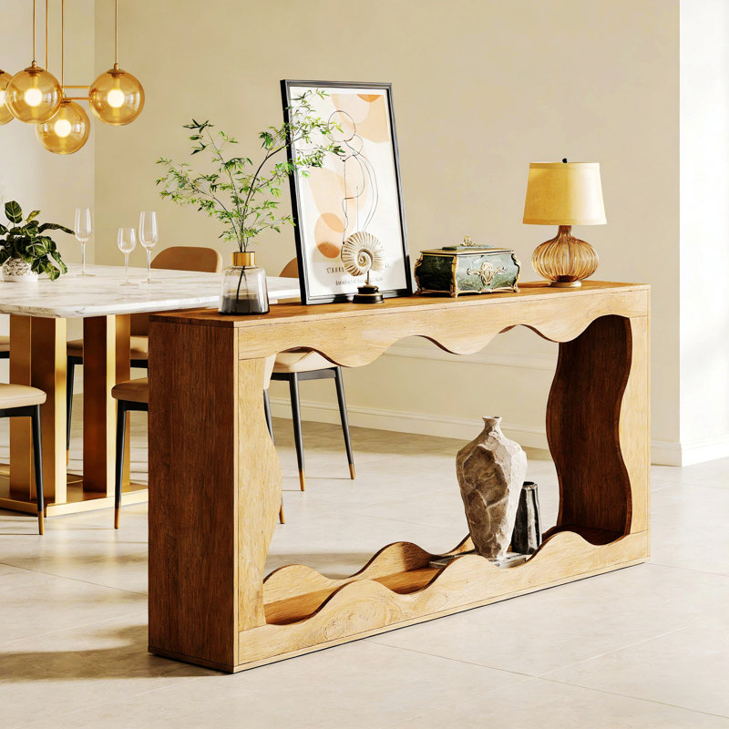 Console étroite avec un design ondulé pour les entrées et les salons