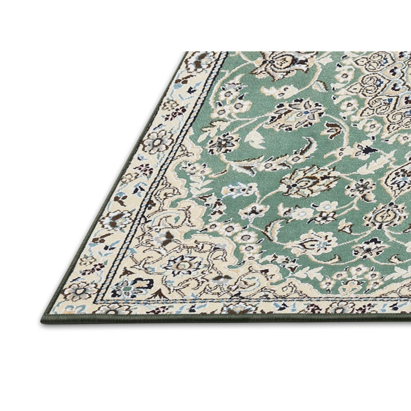 Tapis vert/gris traditionnel Wynwood, Rectangle 5 pi x 7 pi