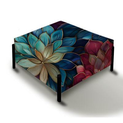Moroccan Chrysanthemum Dreamscape Boho Pattern - Floral Large Square Ottoman