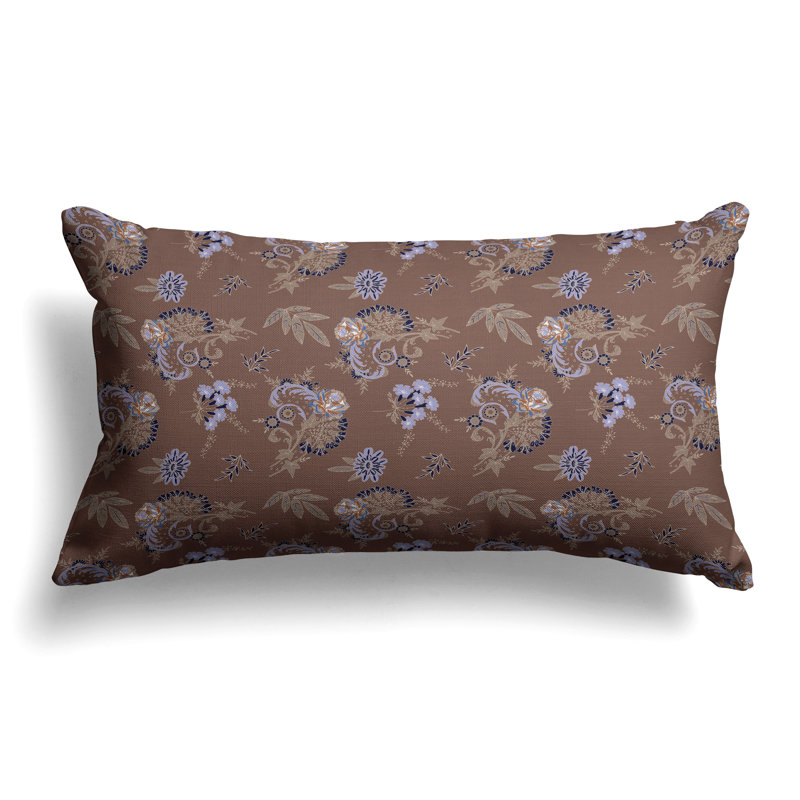Rose Dreams  Rectangular Throw Pillow, Blue/Brown