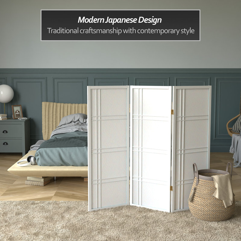 70" H Short Folding Screen, 3, White