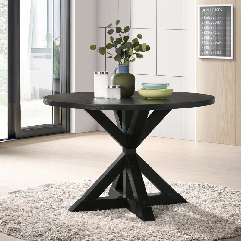 Table de salle à manger Cross-Buck, H 31,5 po x L 47,25 po x l 47,25 po, Noir
