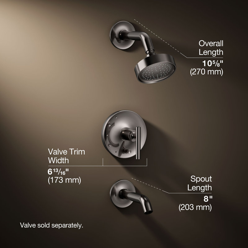 Purist Pressure-Balancing Thermostatic Tub and Shower Faucet, Vibrant Titanium, Push Button, 2.5 GPM