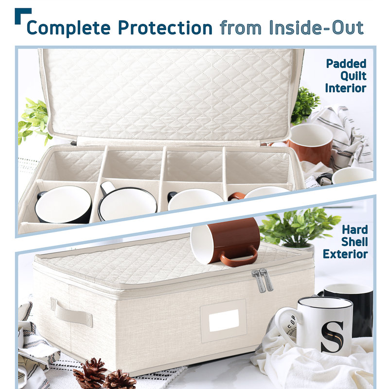 Boîte de rangement rigide avec tasses, 2, Beige