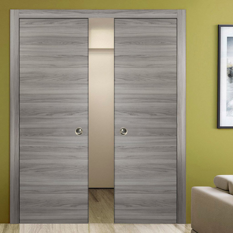 Portes coulissantes en bois Planum, 60 po x 80 po, Frêne gingembre