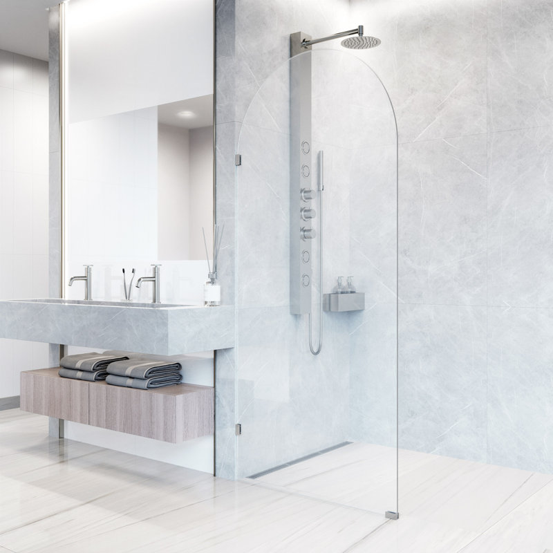 Arden 34" W x 78" H Frameless Fixed Shower Screen with 3/8" Glass, Chrome Clear