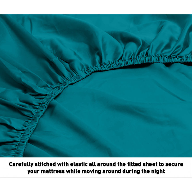 Ensemble de draps en coton de qualité égyptienne 600 fils Oxford, Sarcelle