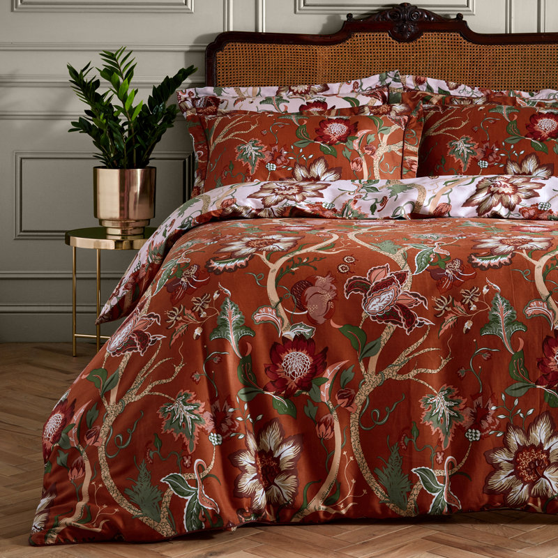 Cotton Floral Duvet Cover Set with Pillowcases, Single - 1 Standard Pillowcase