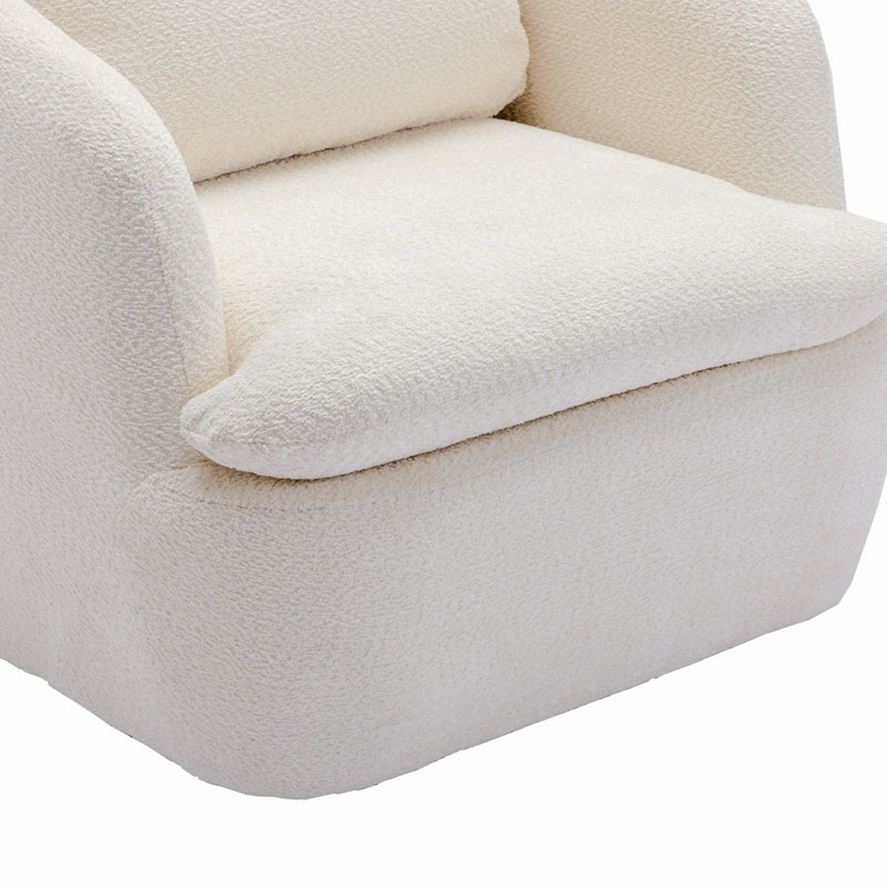 Fauteuil demi-tonneau pivotant l 32,48 po Willenzard, Beige Boucle