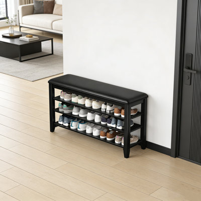 Banc d'entrée pour chaussures avec tablettes réglables