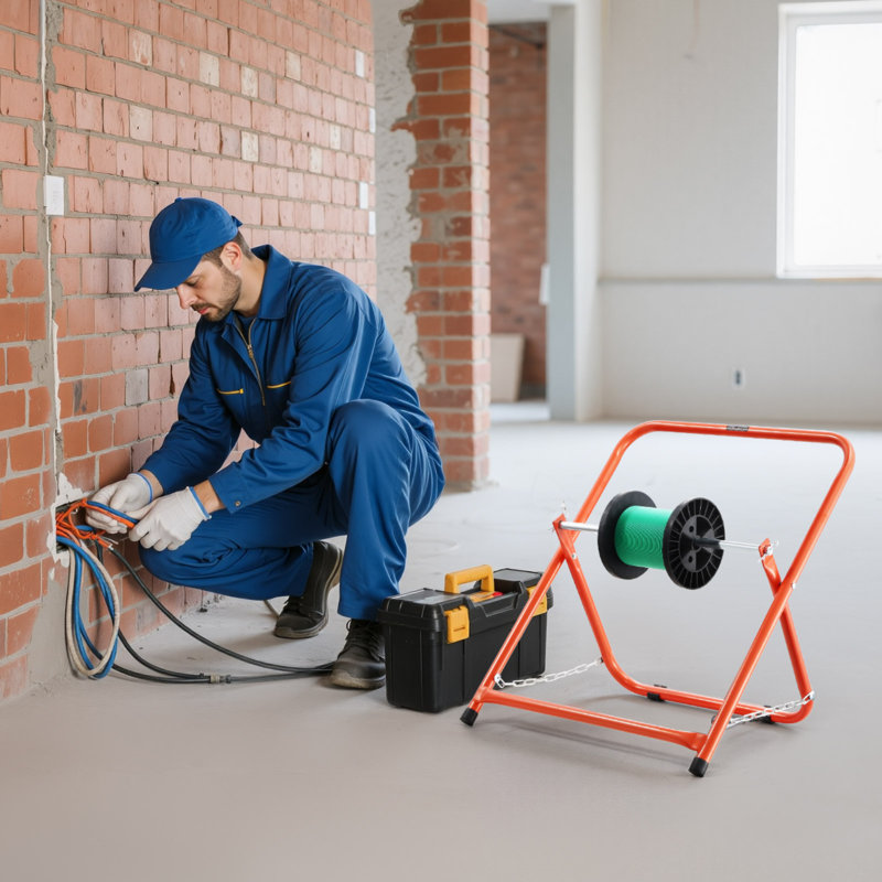 Porte-câbles, cadre en acier robuste, porte-bobine pour fils électriques, distributeur de fil portable pour bobines de diamètre jusqu'à 20 po, capacité de 100 lb pour les enrouleurs de câble, commerce de détail industriel électrique