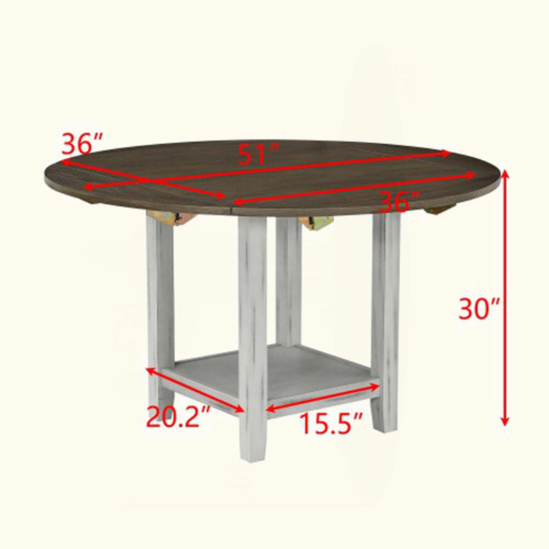 4-Foldable Leaf Dining Table With Under-Table Storage | MDF+Solid Wood, Waterproof Finish For Small Spaces