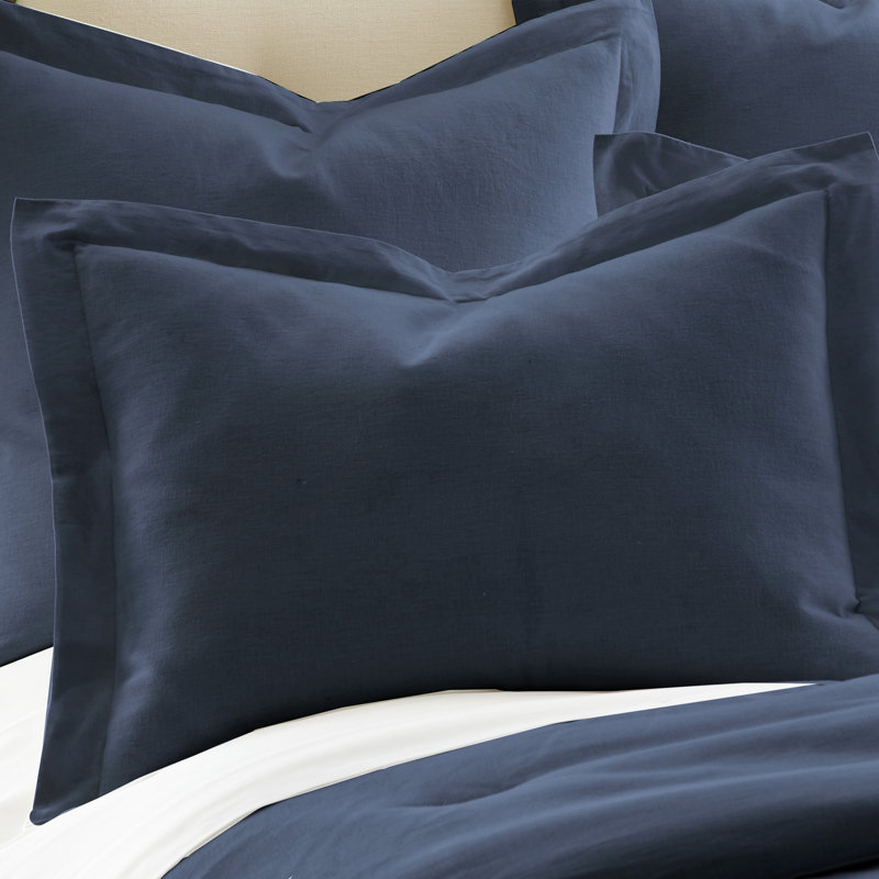 Washed Linen Navy Standard Sham