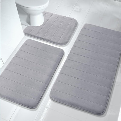 Memory Foam Bath Mat Set, Bathroom Rugs For 3 Pieces,Gray,44.1''X24'' + 31.5''X19.8'' + 24.4''X20.2 -  Koala Company, kayB07VRCWFRH