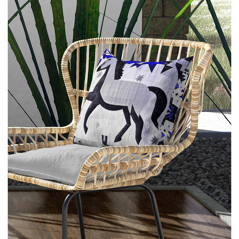 Coussin intérieur / extérieur Starry Night Rider, Bleu / Noir / Gris, Carré 20 po