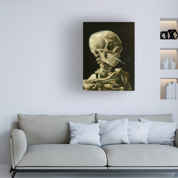 Trademark Art Head Of A Skeleton With A Burning Cigarette On Canvas ...