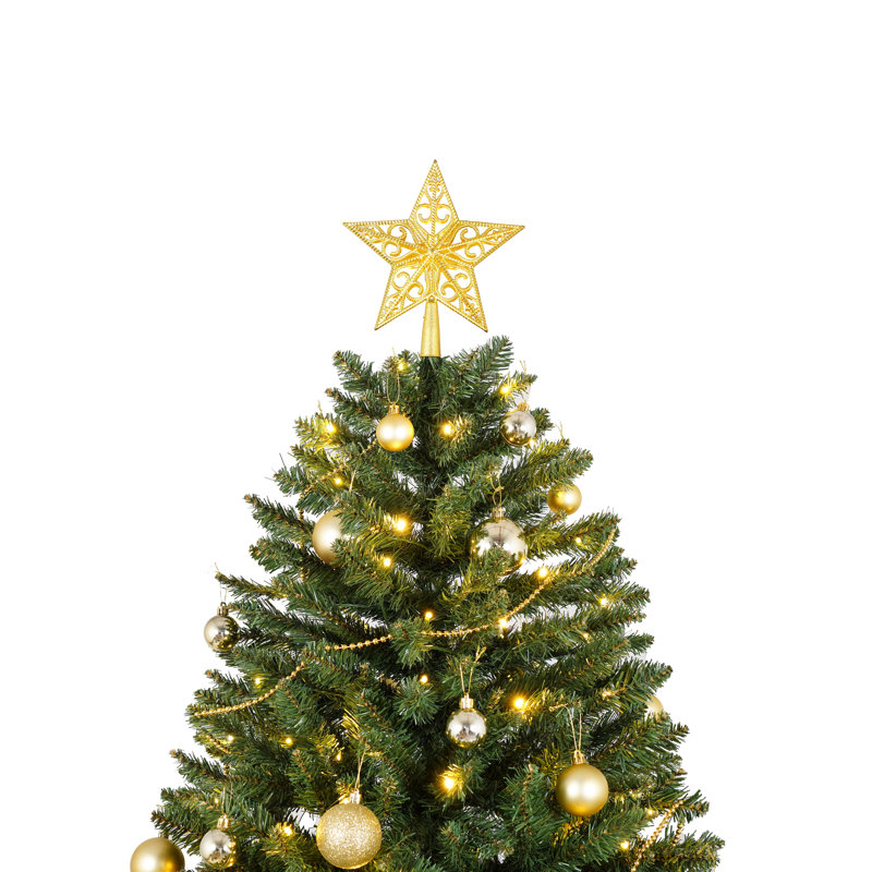 Arbre de Noël 6 pi avec 250 lumières DEL blanc chaud - 1 000 pointes en PVC et aiguille dure, conception à branches articulées, arbre de Noël réaliste