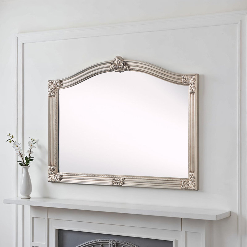 Kernberry Carved Arched Overmantle Accent Mirror, Silver