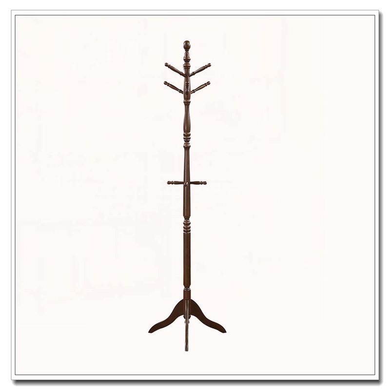 Portemanteau en bois massif, 10 crochets, Marron foncé