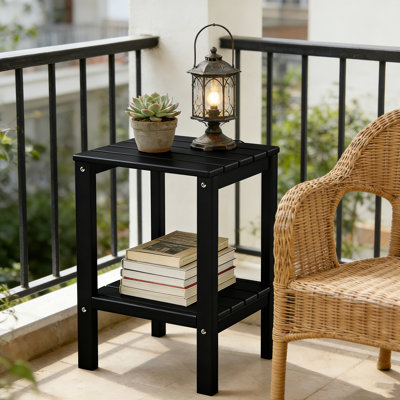 23.5" HDPE 2-Tier Outdoor Sidetable