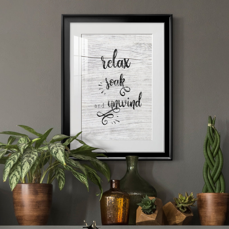 Relax Soak Unwind - cadre photo, art textuel, Noir, H 18,5 po x l 24,5 po x P 1,5 po