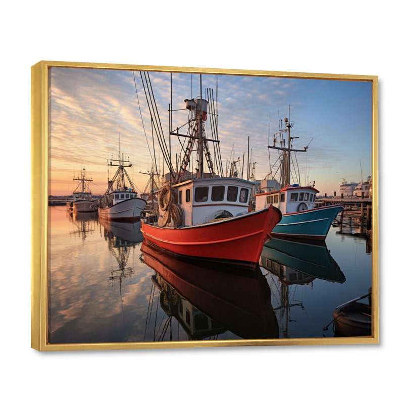 Port Portside Reflections - Nautical & Beach Wall Art Prints, Cadre flottant doré, H 30 po x l 40 po x P 1,5 po