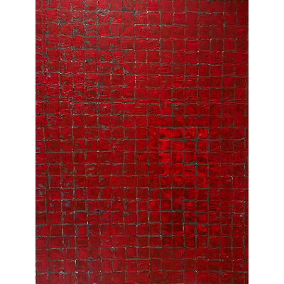 «Red Room», peinture acrylique par Aakriti Jhanb - Art mural abstrait moderne pour le salon ou la chambre à coucher