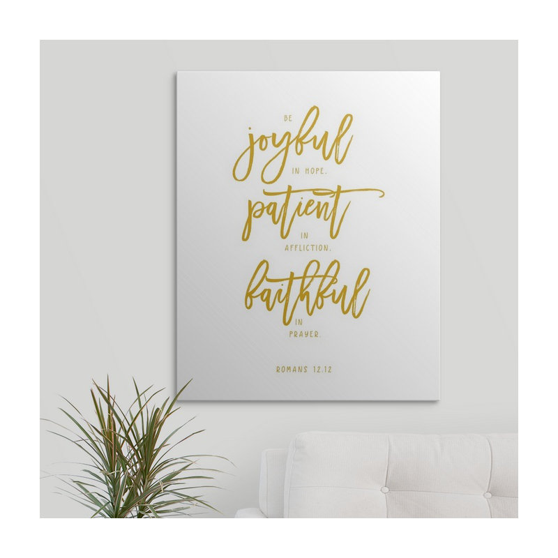«Romans 12: 12 - Scripture Art», art textuel, H 30 po x l 24 po x P 1,5 po, Toile
