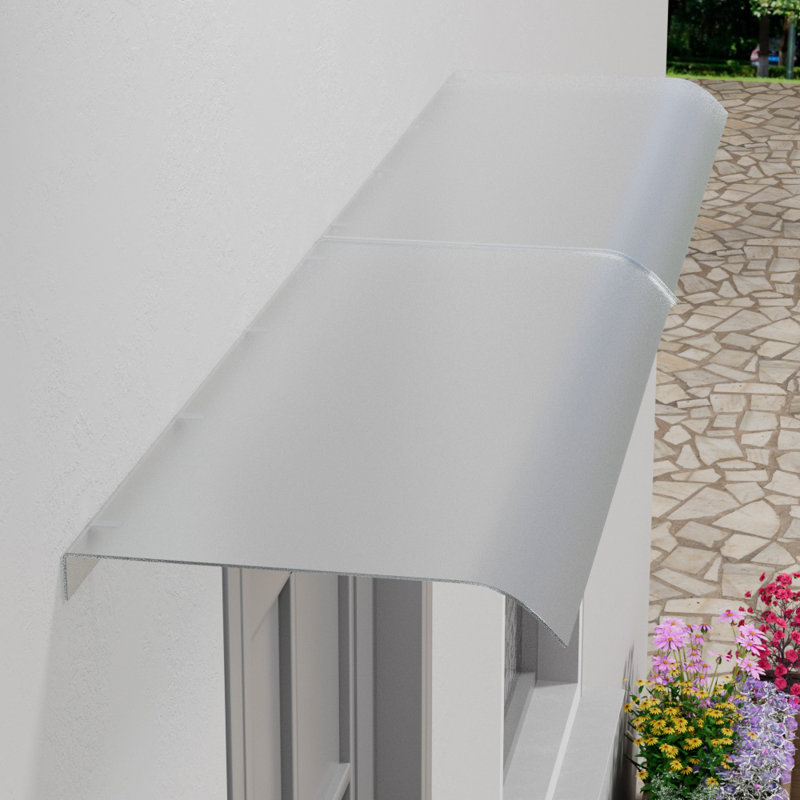 200cm W x 43cm D Garden Sanctuary Frosted Window Door Awning Canopy, 8cm H x 200cm W x 43cm D