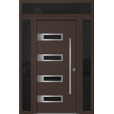 Modern Exterior Entry Steel Door 36in x 80in - Inox S4 with Sidelights and Transom
