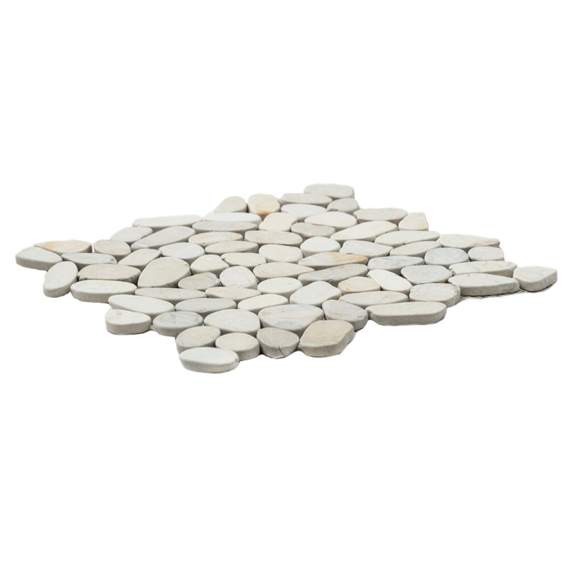 Streambed 1" x 1" Natural Stone Mosaic Floor & Wall Tile, White