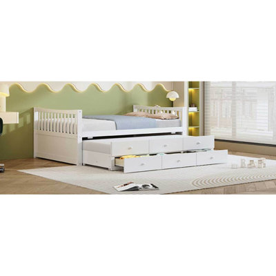 Full Size Daybed With Twin Size Trundle And Drawers, Full Size, White(OLD SKU: LP000341AAK)