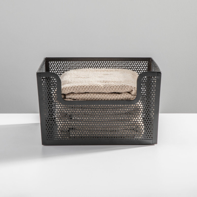 12 x 10 x 6 Perforated Frame Dip Front Basket, Matte Black