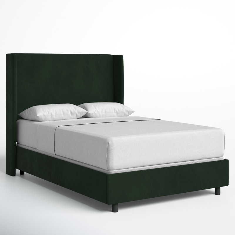 Tilly Upholstered Wingback Bed, King, Luxe Emerald Velvet