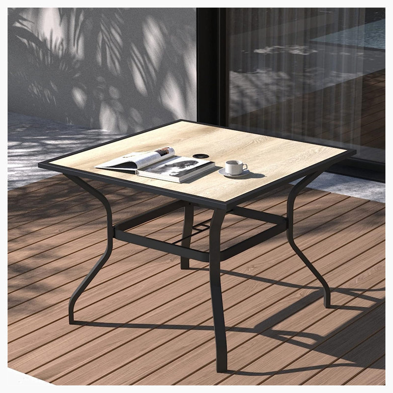 Jerime Square Metal Outdoor Dining Table With Umbrella Hole , 37'' in. W 37'' in. D