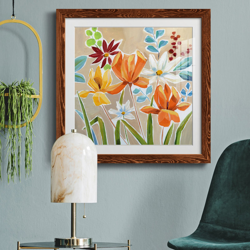 «Pumpkin Patch Grateful» - peinture encadrée, H 31,5 po x l 31,5 po x P 1,5 po, Cadre en érable