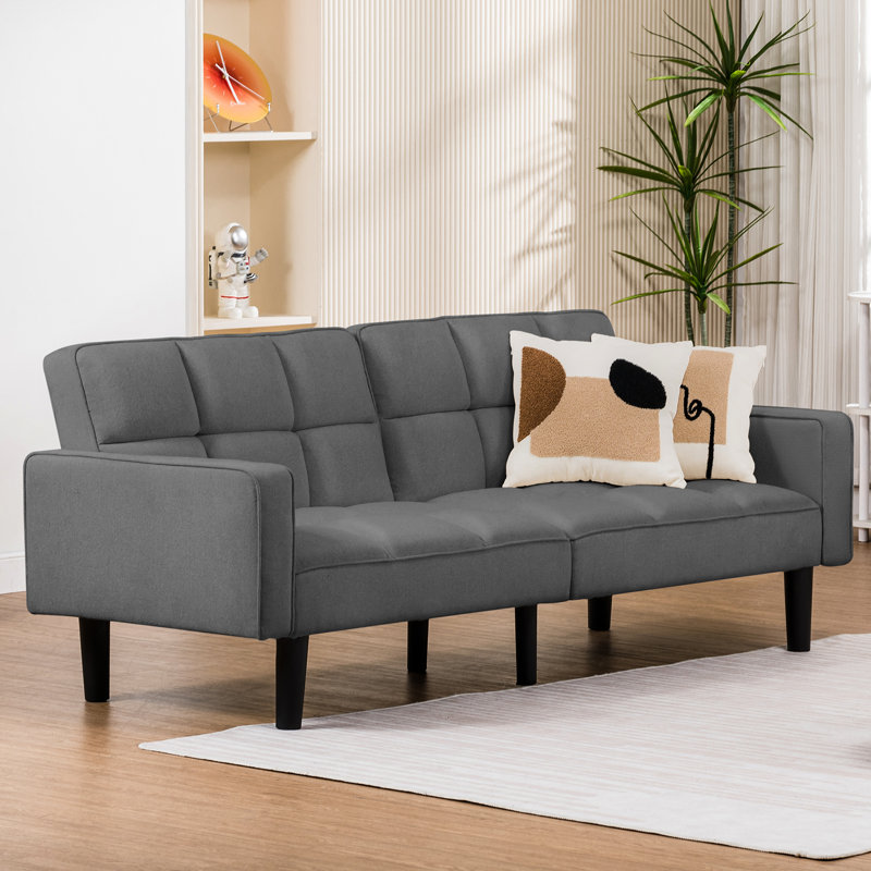 Canapé-lit futon de 76 pouces, canapé-lit de style moderne Mid-Century avec dossier réglable, canapé convertible en tissu Cama, canapé-lit pliant pour le salon, la chambre à coucher