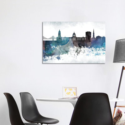 Charleston Bluish Skyline 1 Piece Wrapped Canvas Wall Art