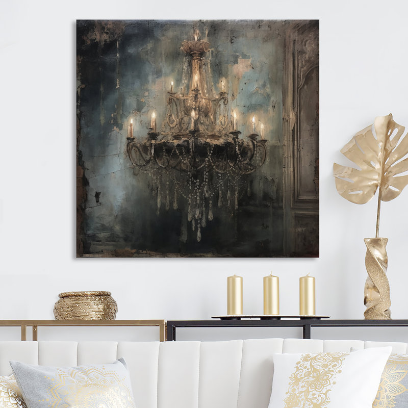 Lustre sur toile, impression de décoration intérieure de luxe - Marquaveon Grand Chandelier Showcase II, H 16 po x l 16 po