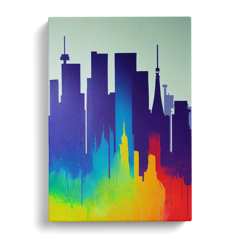 XC1022-1554X Colourful City Skyline No.5 Abstract - Wrapped Canvas Print, 50cm H x 35cm W x 3cm D