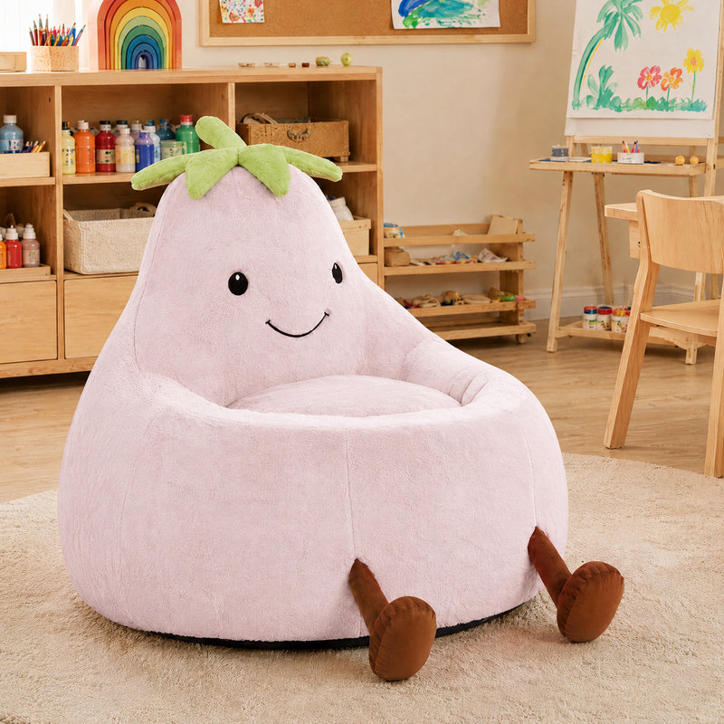 Fauteuil à billes avec aubergine Kannon, H 27,56 po x l 30,31 po x P 31,1 po, Polyester rose