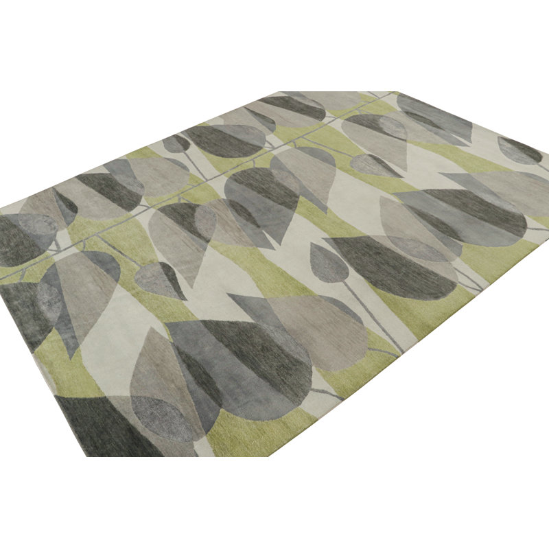 Hand Knotted Geometric Area Rug, Rectangle 10' x 14'