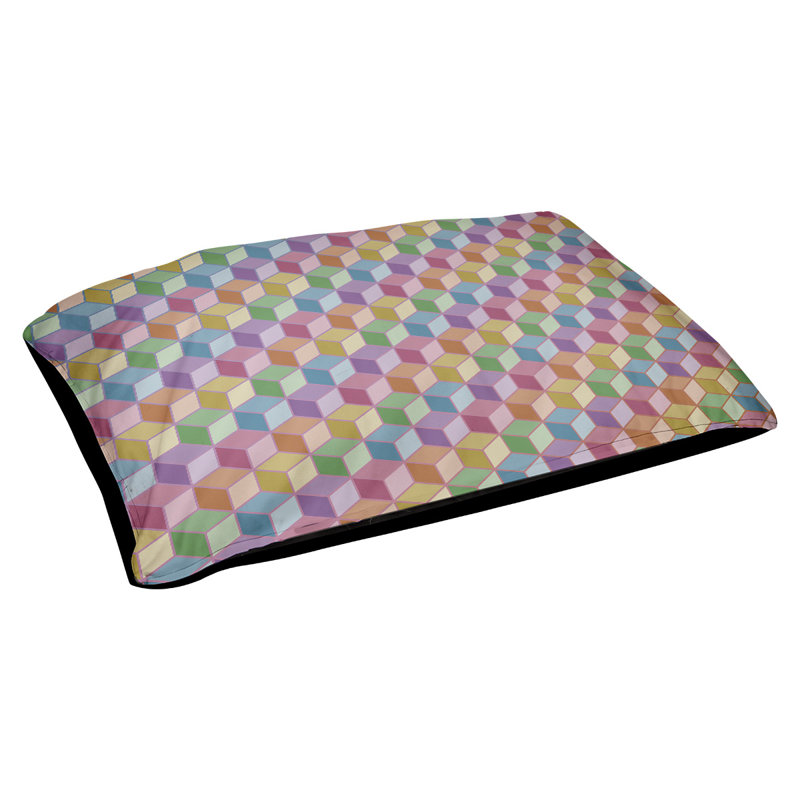 Coussin décoratif pour chien cubique Campion, Grand (l 42,5 po x P 32,5 po x H 14 po), Mauve / rose / orange