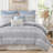 Luxurious 7-piece Blue Jacquard Bedding Set, Polyester Comfort